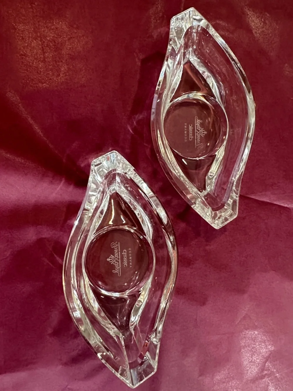 Rosenthal Horizon Lead Crystal Candle Holders Set of 2 Votive Catchall Trinket